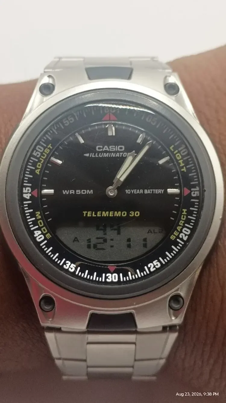 Casio AW-80D-1AV Telememo 30 Ana-Digi Watch Stainless Steel Module 2747